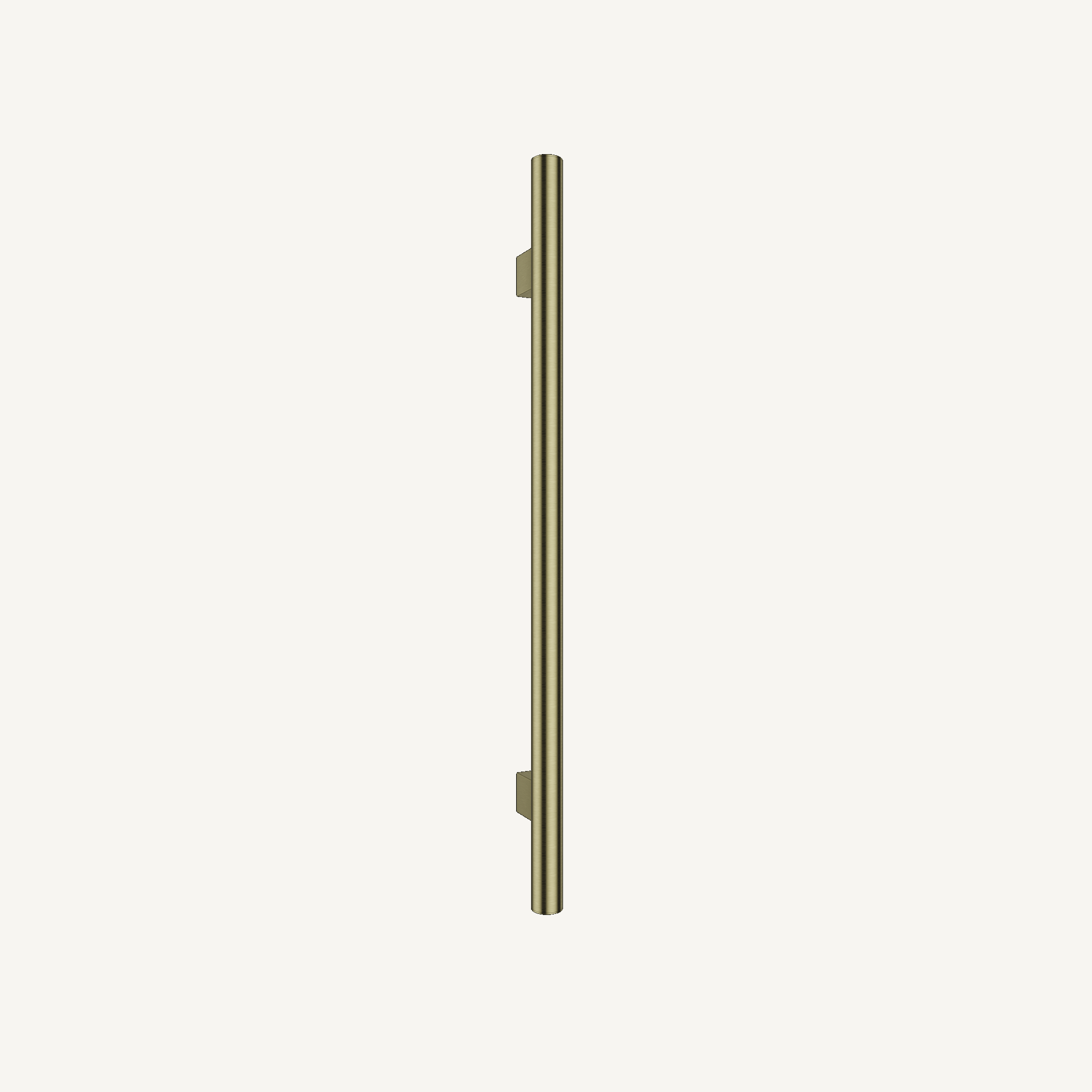 Heated towel rail in Brushed Gold — single Ø38 mm bar with wall brackets