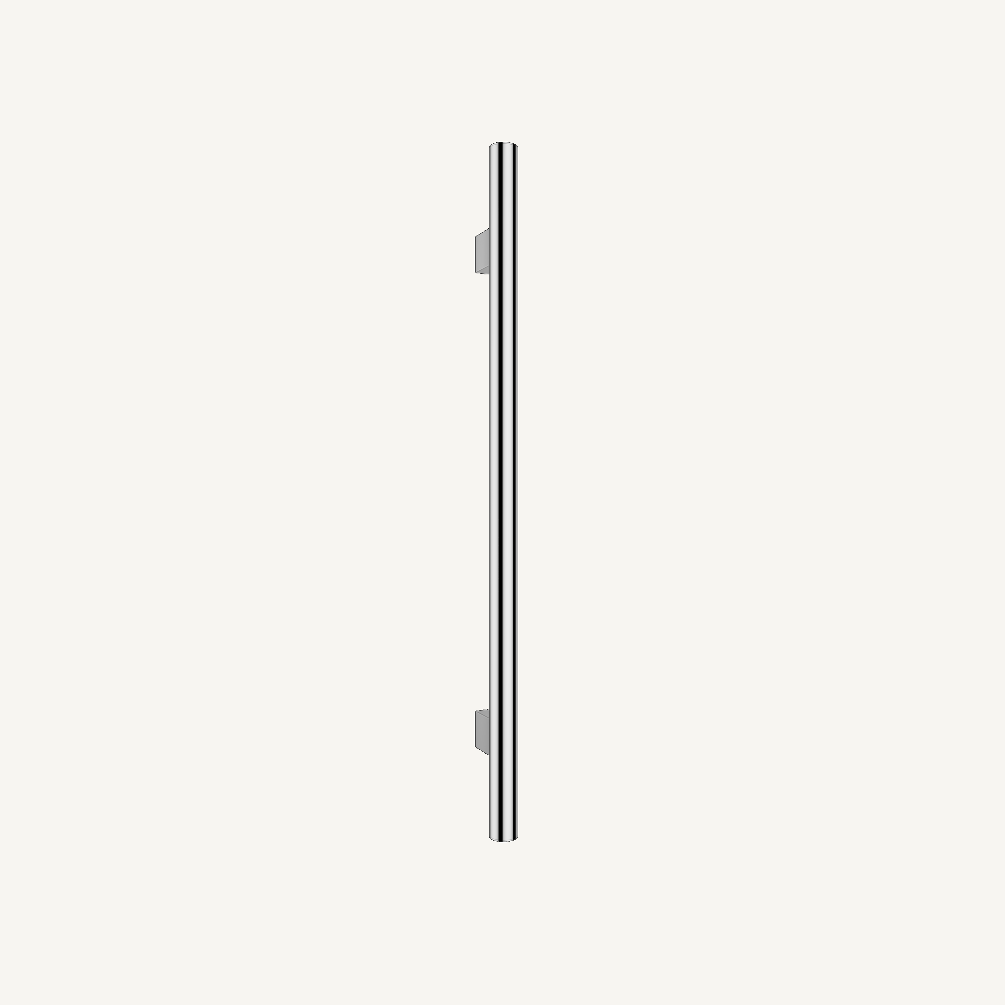 Heated towel rail in Chrome — single Ø38 mm bar with wall brackets