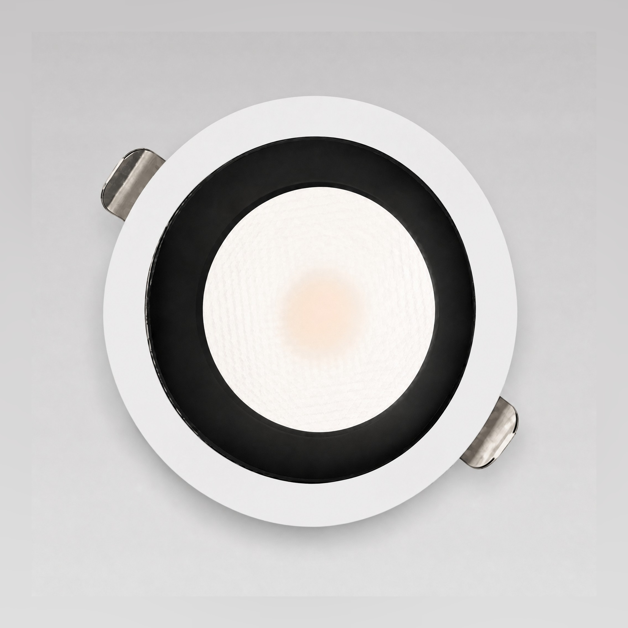 Origin Deep LED downlight — front view showing the matte white trim and deep black anti-glare baffle