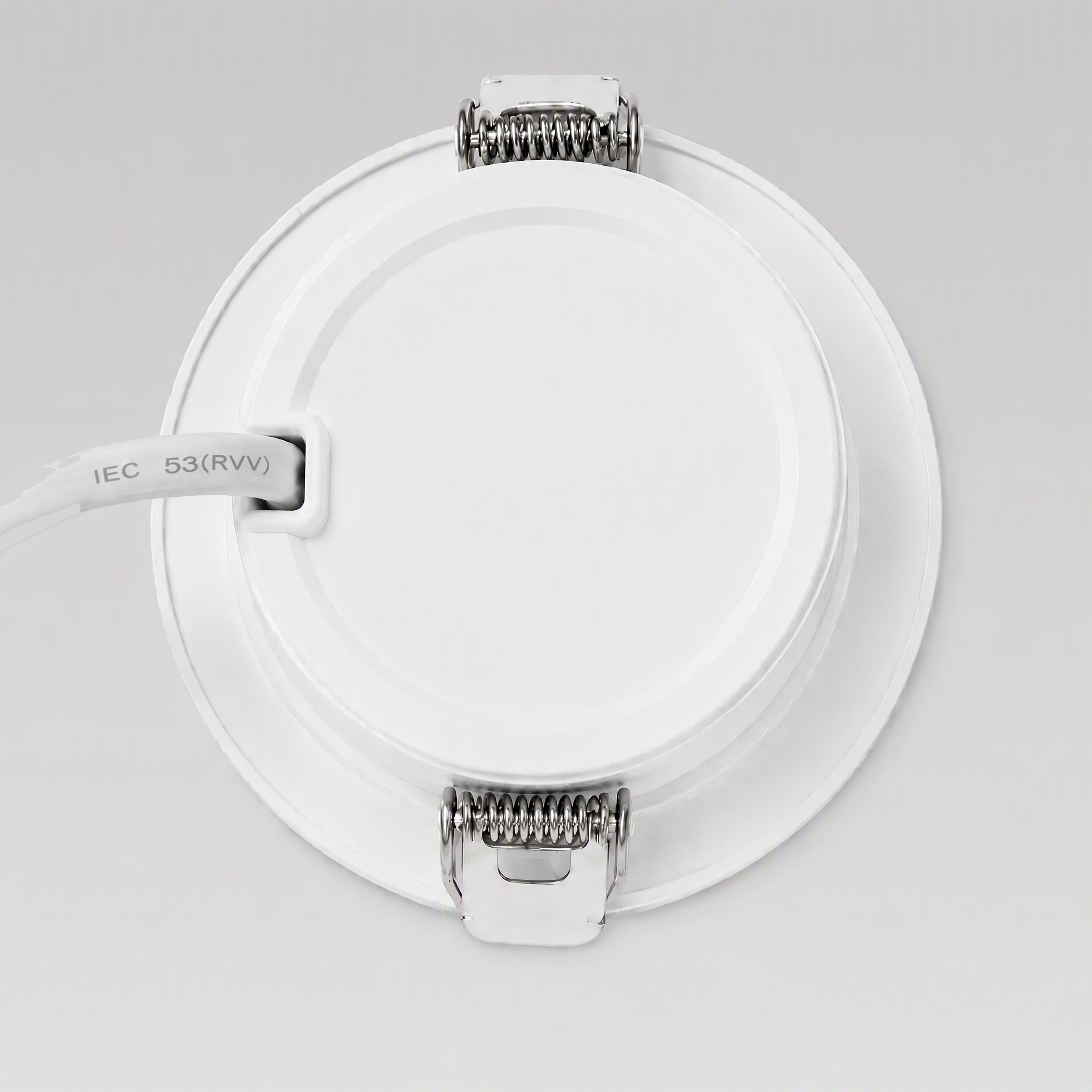 Origin Deep LED downlight — rear view showing the compact housing, spring clips and cable